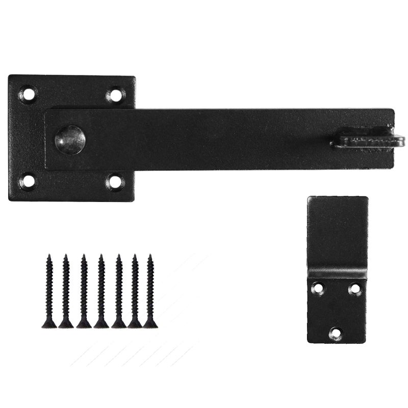 SANKINS 5.5" Fence Gate Latch Barn Door Flip Hardware Farm Lock Heavy Duty Wrought Iron, Matte Black - Image 1